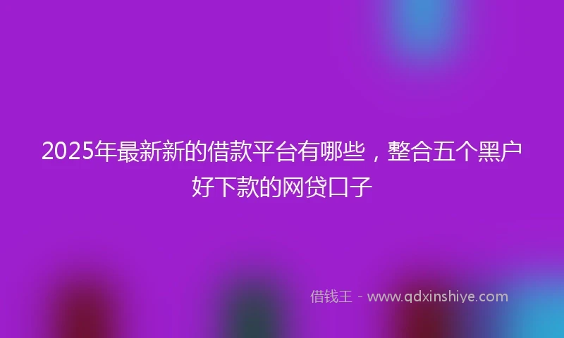2025年最新新的借款平台有哪些，整合五个黑户好下款的网贷口子