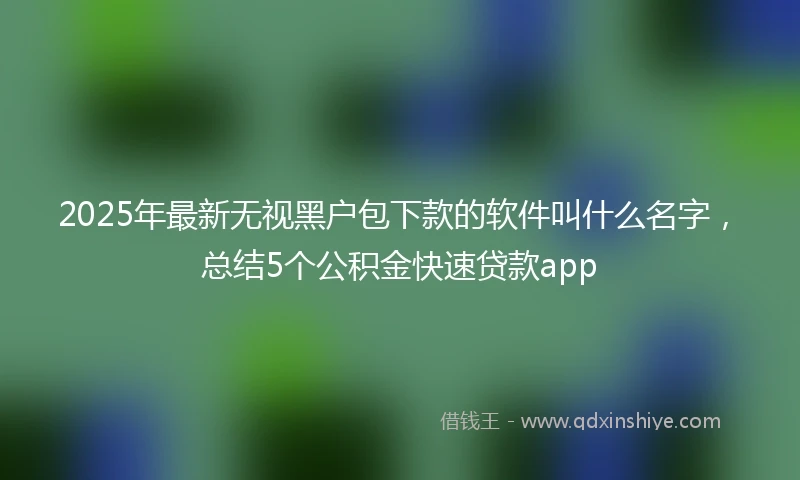 2025年最新无视黑户包下款的软件叫什么名字，总结5个公积金快速贷款app