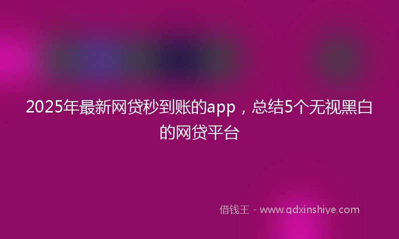 2025年最新网贷秒到账的app，总结5个无视黑白的网贷平台