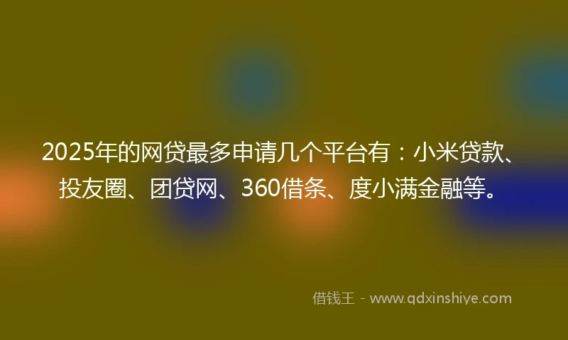 2025年的网贷最多申请几个平台有:小米贷款、投友圈、团贷网、360借条、度小满金融等。