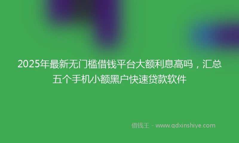 2025年最新无门槛借钱平台大额利息高吗，汇总五个手机小额黑户快速贷款软件