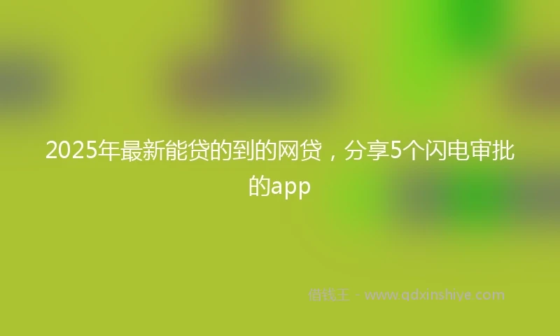2025年最新能贷的到的网贷，分享5个闪电审批的app