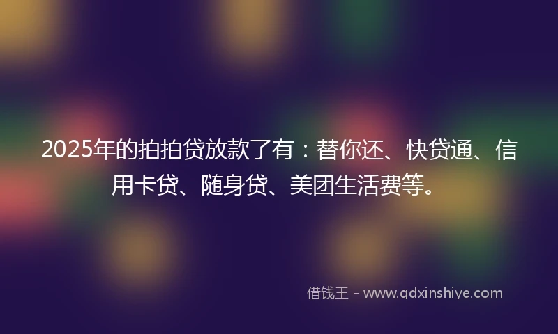 2025年的拍拍贷放款了有：替你还、快贷通、信用卡贷、随身贷、美团生活费等。