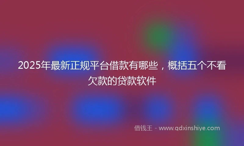 2025年最新正规平台借款有哪些，概括五个不看欠款的贷款软件
