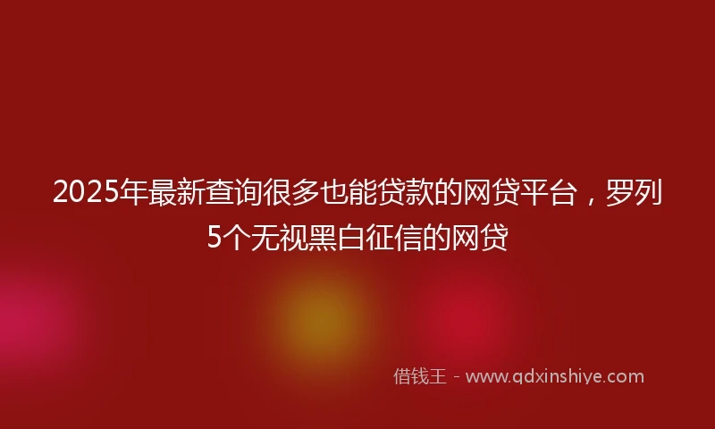 2025年最新查询很多也能贷款的网贷平台，罗列5个无视黑白征信的网贷