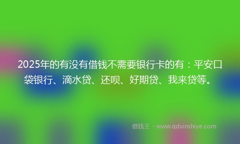 2025年的有没有借钱不需要银行卡的有：平安口袋银行、滴水贷、还呗、好期贷、我来贷等。