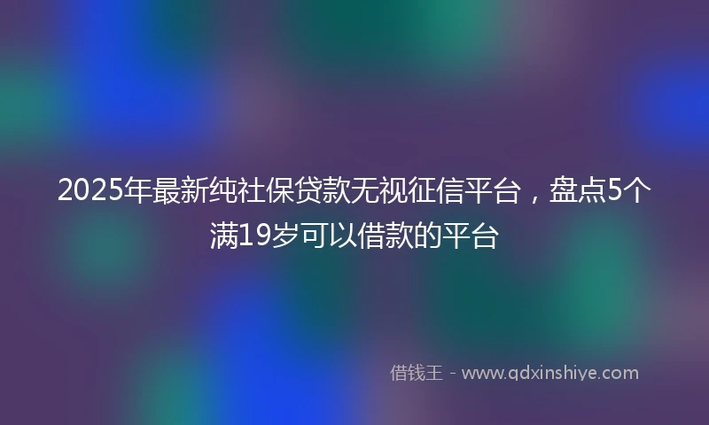 2025年最新纯社保贷款无视征信平台，盘点5个满19岁可以借款的平台