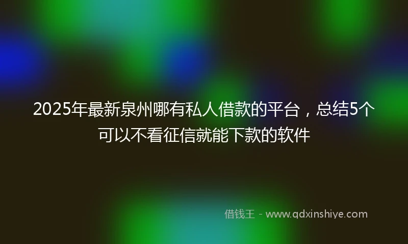 2025年最新泉州哪有私人借款的平台，总结5个可以不看征信就能下款的软件
