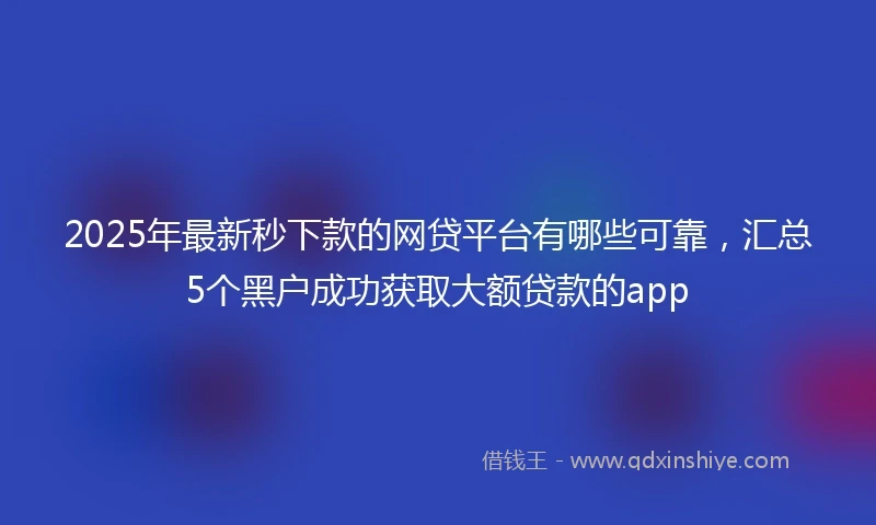 2025年最新秒下款的网贷平台有哪些可靠，汇总5个黑户成功获取大额贷款的app
