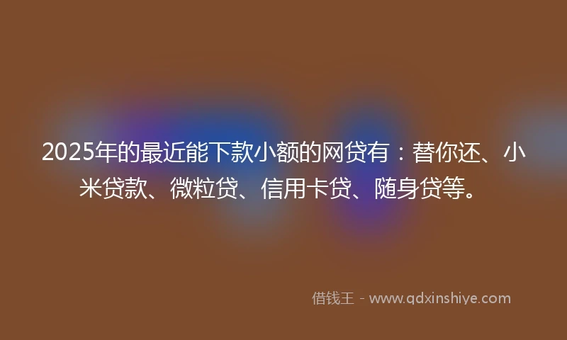 2025年的最近能下款小额的网贷有：替你还、小米贷款、微粒贷、信用卡贷、随身贷等。
