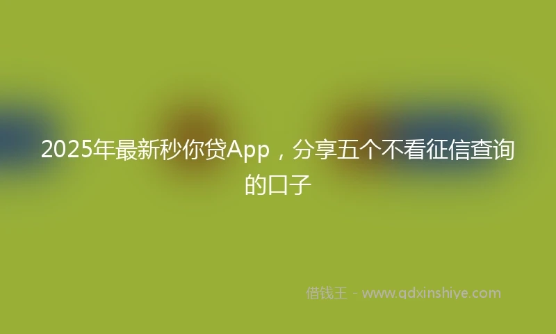 2025年最新秒你贷App，分享五个不看征信查询的口子