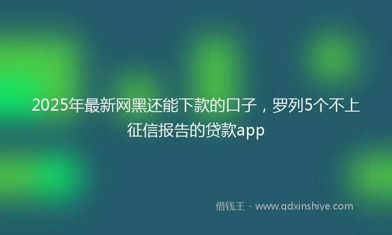 2025年最新网黑还能下款的口子，罗列5个不上征信报告的贷款app