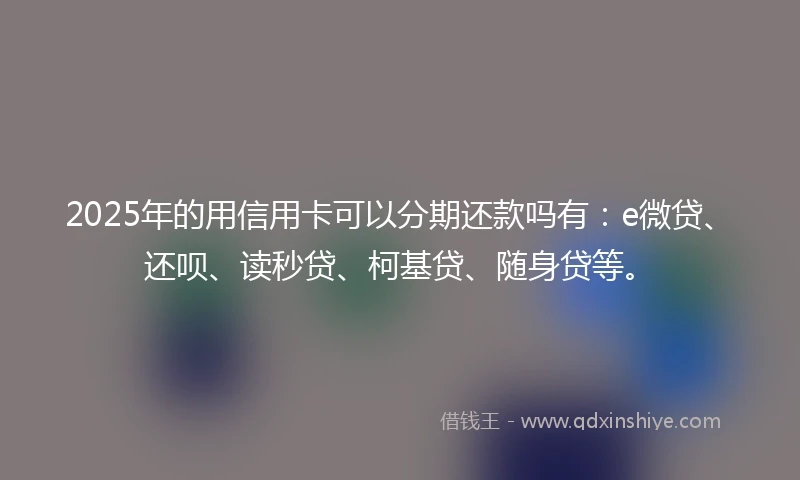 2025年的用信用卡可以分期还款吗有：e微贷、还呗、读秒贷、柯基贷、随身贷等。