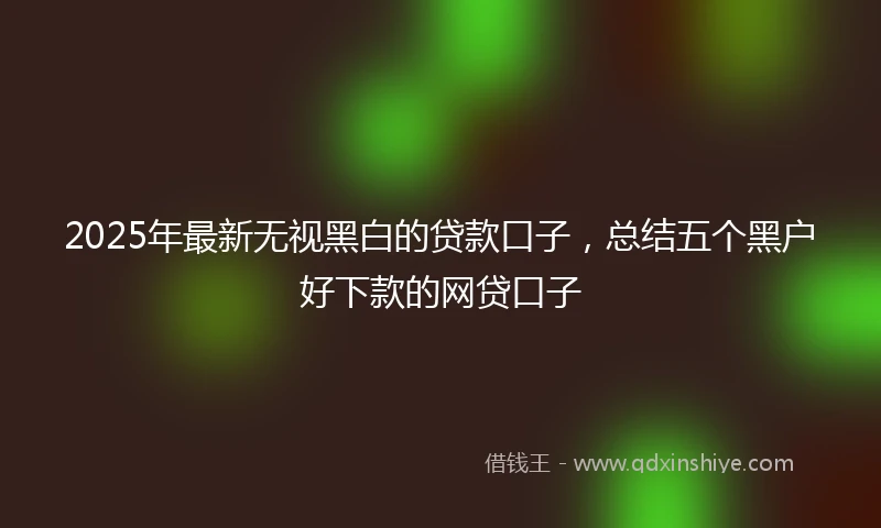 2025年最新无视黑白的贷款口子，总结五个黑户好下款的网贷口子
