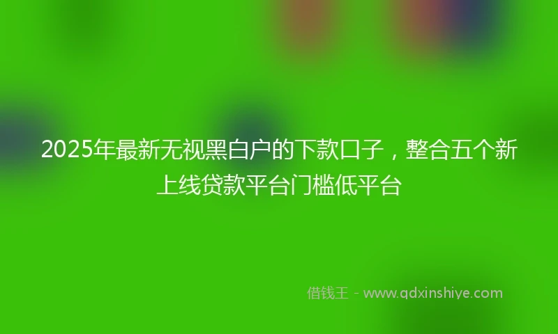 2025年最新无视黑白户的下款口子，整合五个新上线贷款平台门槛低平台