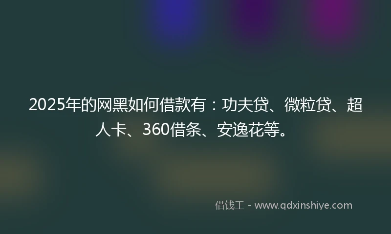 2025年的网黑如何借款有：功夫贷、微粒贷、超人卡、360借条、安逸花等。
