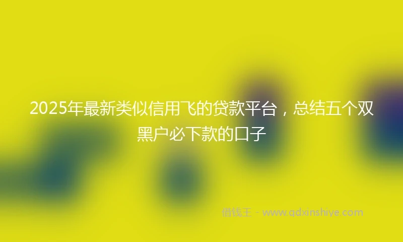 2025年最新类似信用飞的贷款平台，总结五个双黑户必下款的口子