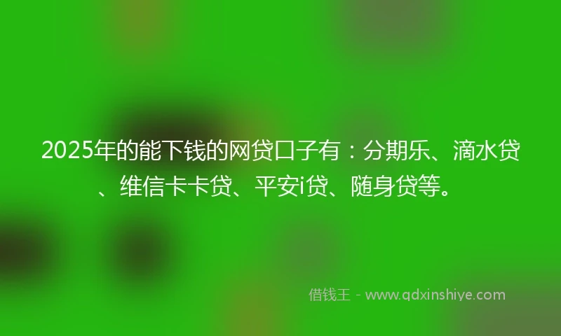 2025年的能下钱的网贷口子有：分期乐、滴水贷、维信卡卡贷、平安i贷、随身贷等。