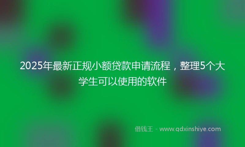 2025年最新正规小额贷款申请流程，整理5个大学生可以使用的软件