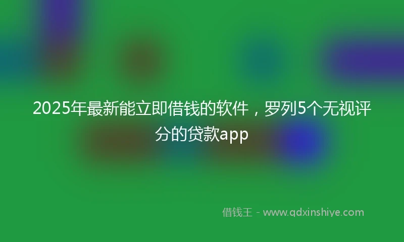 2025年最新能立即借钱的软件，罗列5个无视评分的贷款app