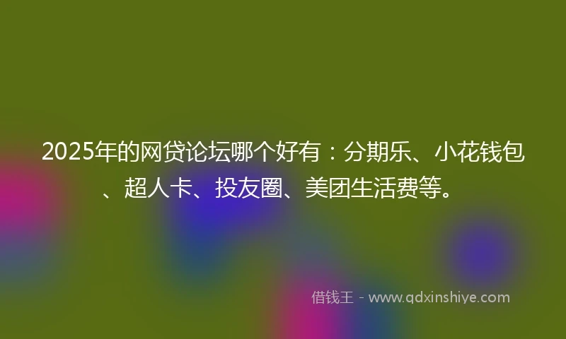 2025年的网贷论坛哪个好有：分期乐、小花钱包、超人卡、投友圈、美团生活费等。