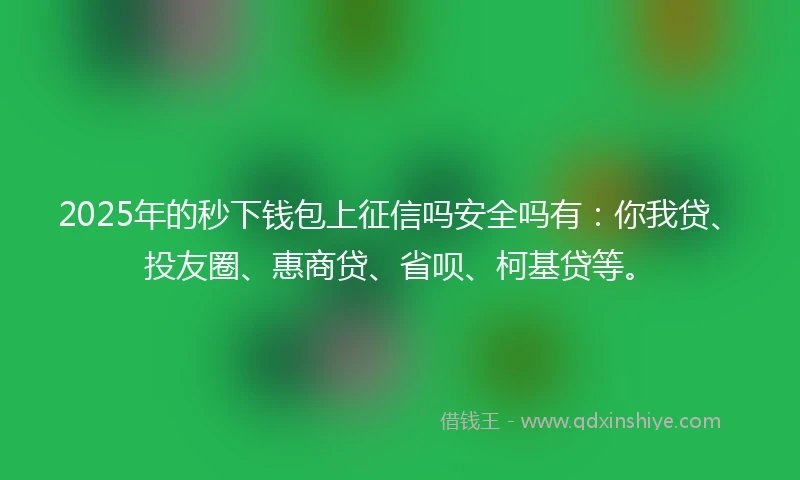 2025年的秒下钱包上征信吗安全吗有：你我贷、投友圈、惠商贷、省呗、柯基贷等。