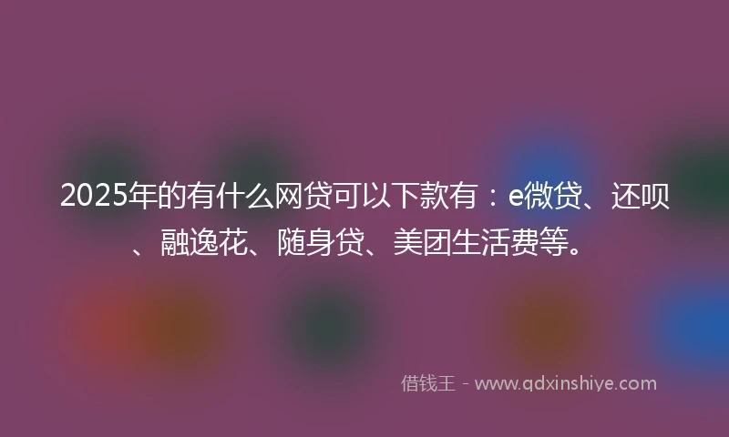 2025年的有什么网贷可以下款有：e微贷、还呗、融逸花、随身贷、美团生活费等。