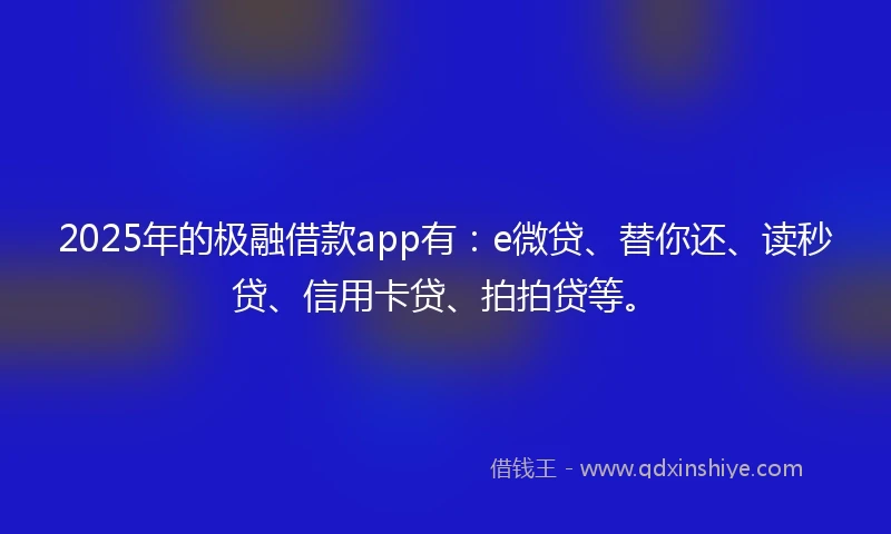 2025年的极融借款app有：e微贷、替你还、读秒贷、信用卡贷、拍拍贷等。