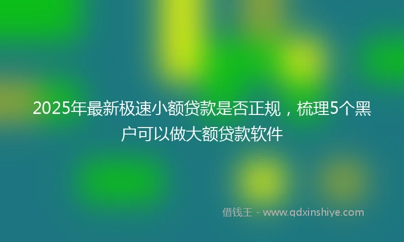 2025年最新极速小额贷款是否正规，梳理5个黑户可以做大额贷款软件