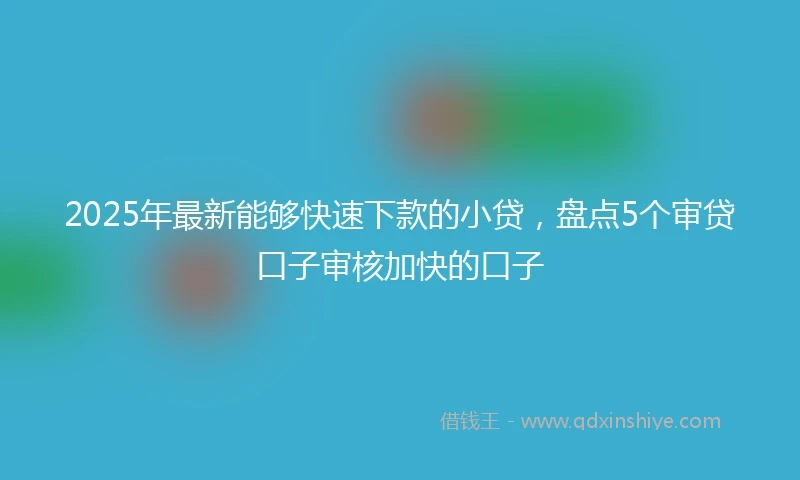 2025年最新能够快速下款的小贷，盘点5个审贷口子审核加快的口子
