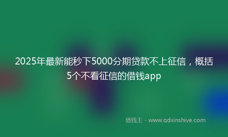 2025年最新能秒下5000分期贷款不上征信，概括5个不看征信的借钱app
