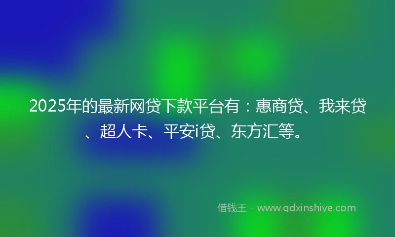 2025年的最新网贷下款平台有：惠商贷、我来贷、超人卡、平安i贷、东方汇等。