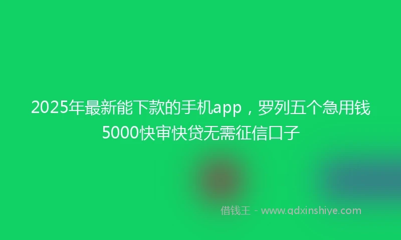 2025年最新能下款的手机app，罗列五个急用钱5000快审快贷无需征信口子