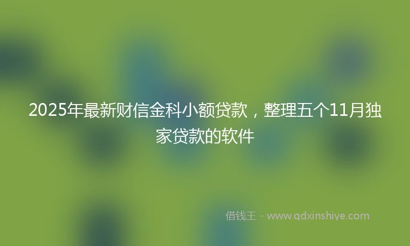 2025年最新财信金科小额贷款，整理五个11月独家贷款的软件