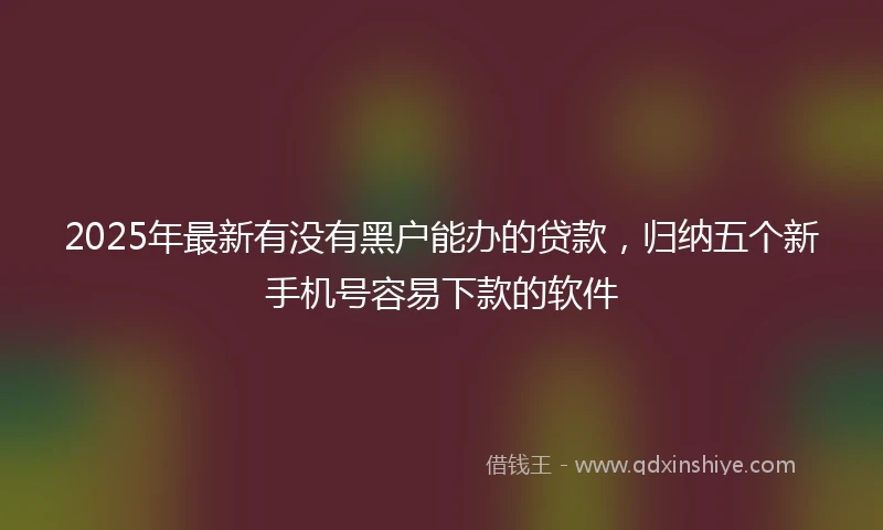 2025年最新有没有黑户能办的贷款，归纳五个新手机号容易下款的软件