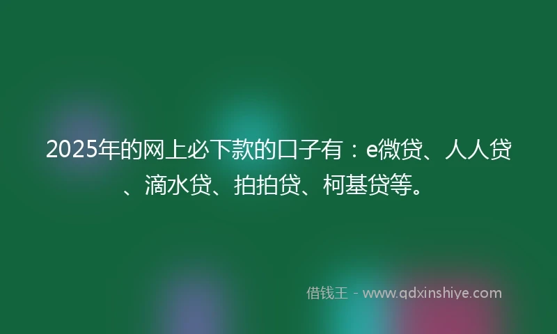 2025年的网上必下款的口子有：e微贷、人人贷、滴水贷、拍拍贷、柯基贷等。