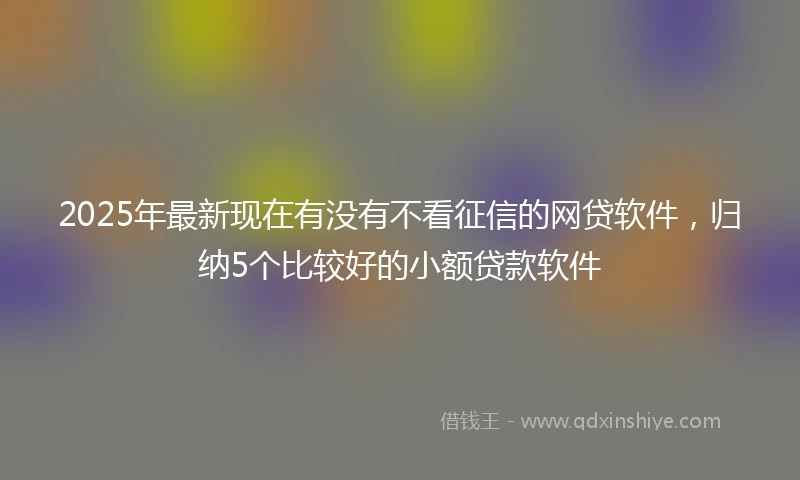 2025年最新现在有没有不看征信的网贷软件，归纳5个比较好的小额贷款软件