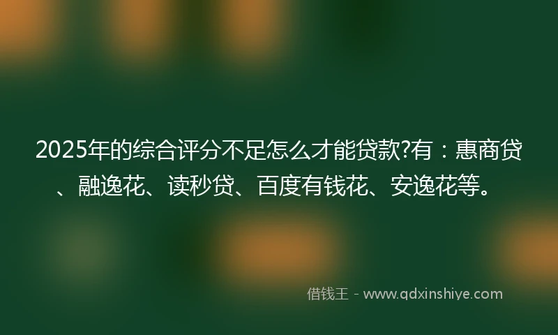 2025年的综合评分不足怎么才能贷款?有：惠商贷、融逸花、读秒贷、百度有钱花、安逸花等。
