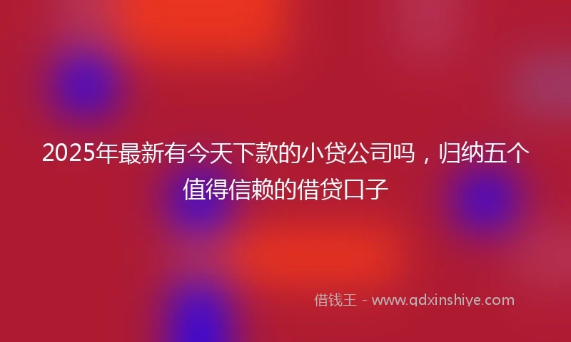 2025年最新有今天下款的小贷公司吗，归纳五个值得信赖的借贷口子
