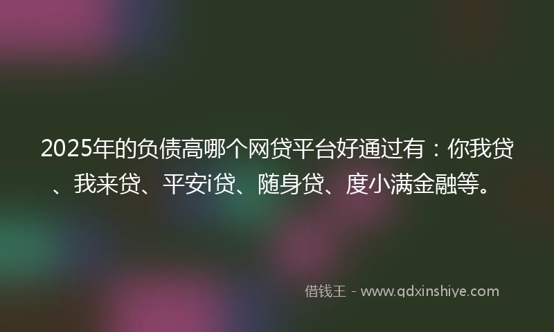 2025年的负债高哪个网贷平台好通过有：你我贷、我来贷、平安i贷、随身贷、度小满金融等。