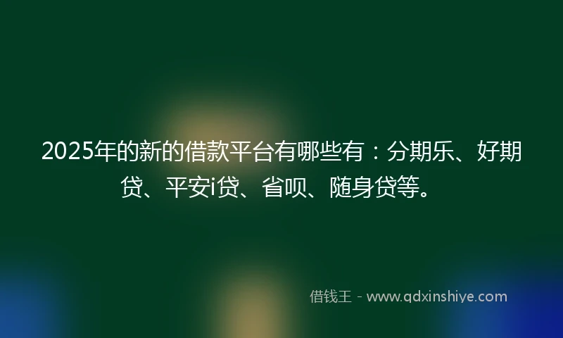 2025年的新的借款平台有哪些有：分期乐、好期贷、平安i贷、省呗、随身贷等。