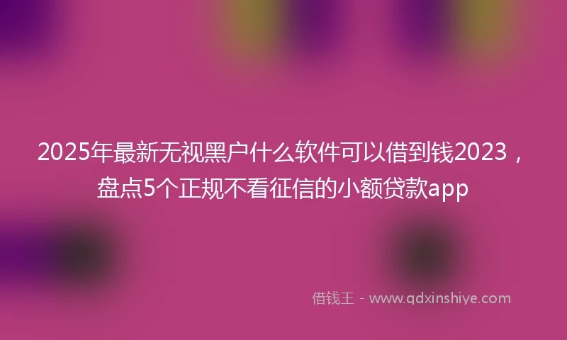 2025年最新无视黑户什么软件可以借到钱2023，盘点5个正规不看征信的小额贷款app