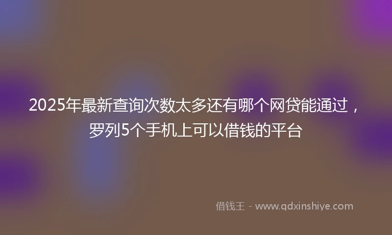2025年最新查询次数太多还有哪个网贷能通过，罗列5个手机上可以借钱的平台