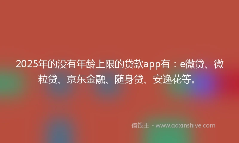 2025年的没有年龄上限的贷款app有：e微贷、微粒贷、京东金融、随身贷、安逸花等。
