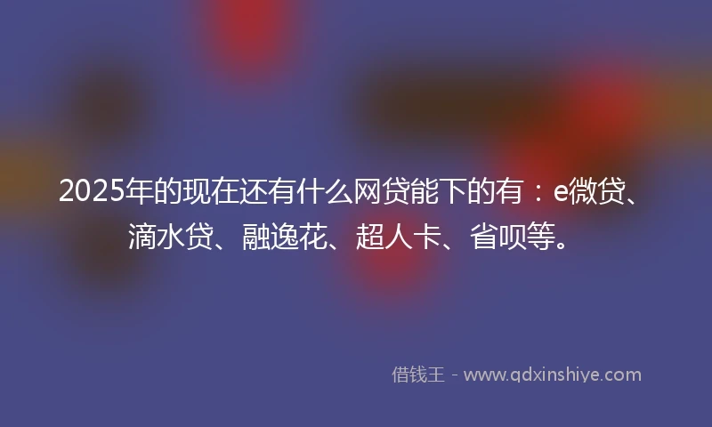 2025年的现在还有什么网贷能下的有：e微贷、滴水贷、融逸花、超人卡、省呗等。