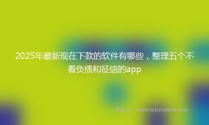 2025年最新现在下款的软件有哪些，整理五个不看负债和征信的app