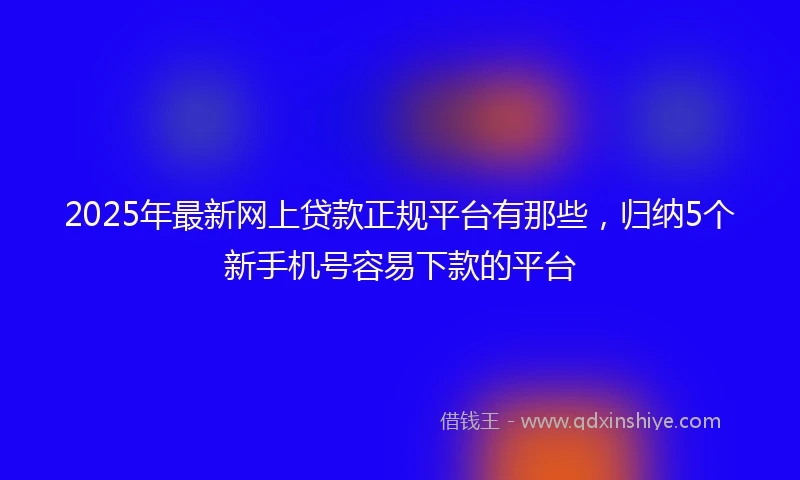 2025年最新网上贷款正规平台有那些，归纳5个新手机号容易下款的平台