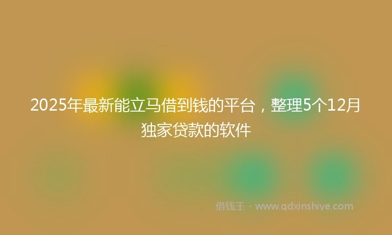 2025年最新能立马借到钱的平台，整理5个12月独家贷款的软件