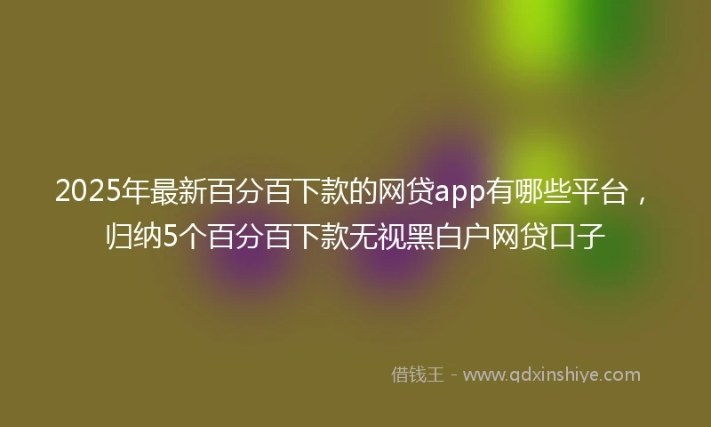 2025年最新百分百下款的网贷app有哪些平台，归纳5个百分百下款无视黑白户网贷口子