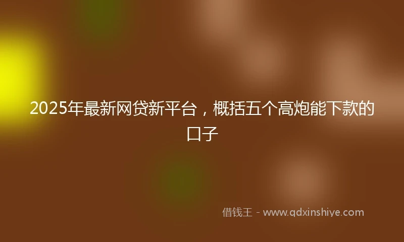 2025年最新网贷新平台，概括五个高炮能下款的口子